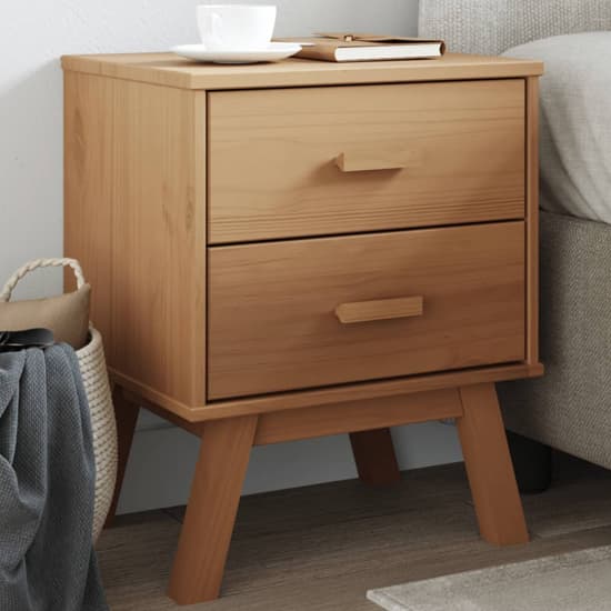 Dawlish Wooden Bedside Cabinet With 2 Drawers In Brown_1