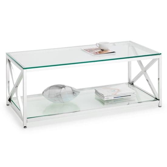 Maemi Glass Coffee Table With Chrome Stainless Steel Frame_2