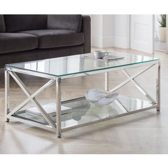 Maemi Glass Coffee Table With Chrome Stainless Steel Frame_1