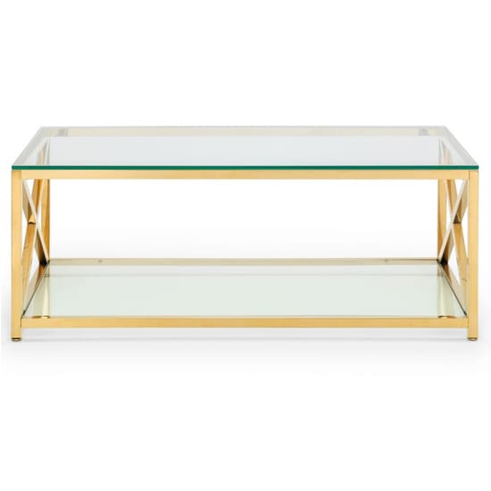 Maemi Glass Coffee Table With Gold Stainless Steel Frame Furniture in