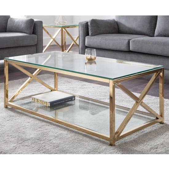 Maemi Glass Coffee Table With Gold Stainless Steel Frame_1