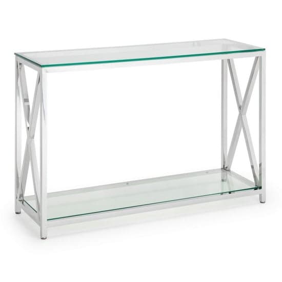 Maemi Glass Console Table With Chrome Stainless Steel Frame_2