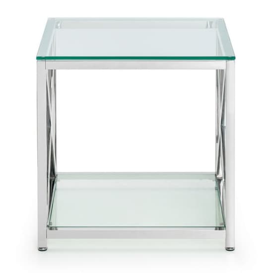Maemi Glass Lamp Table With Chrome Stainless Steel Frame_4
