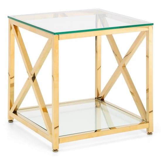 Maemi Glass Lamp Table With Gold Stainless Steel Frame_2