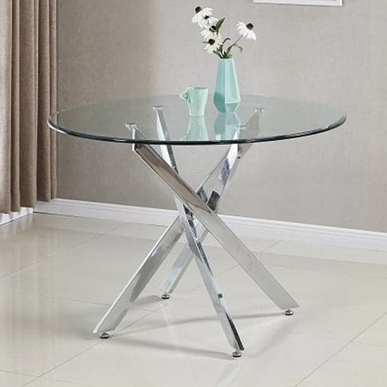Daytona Round Glass Dining Table With 4 Chicago Grey Chairs_2