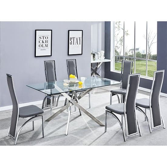 Daytona Large Glass Dining Table With 6 Chicago Grey Chairs_1