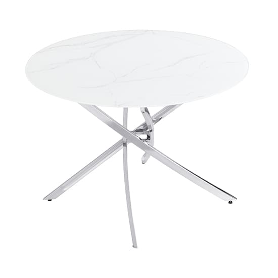 Daytona Round Glass Dining Table In Diva Marble Effect_3