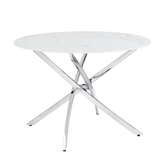 Daytona Round Glass Dining Table In Diva Marble Effect_4