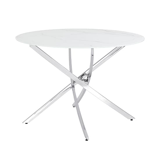 Daytona Round Glass Dining Table In Diva Marble Effect_6