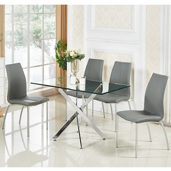 Opal Grey Faux Leather Dining Chair With Chrome Legs In Pair_3