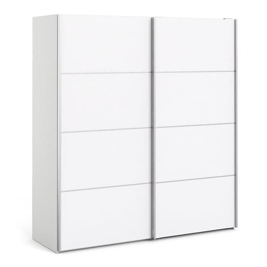 Dcap Wooden Sliding Doors Wardrobe In White With 5 Shelves_1