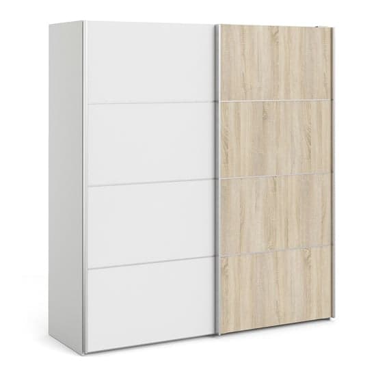 Dcap Wooden Sliding Doors Wardrobe In White Oak With 2 Shelves_1