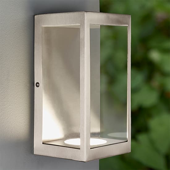Dean LED Glass Panels Wall Light In Brushed Stainless Steel_1