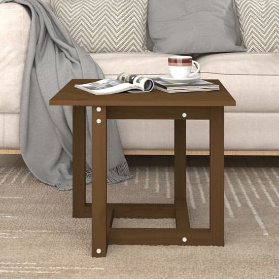 Delaney Square Pine Wood Coffee Table In Honey Brown_2