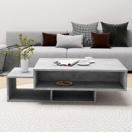 Delano Wooden Coffee Table With 3 Shelves In Concrete Effect_2