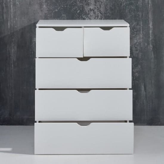 Delany Wooden Chest Of Drawers In White With 5 Drawers_2