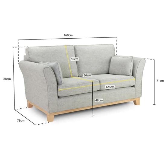 Delft Fabric 2 Seater Sofa With Wooden Frame In Grey_6