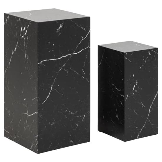 Delft Wooden Set Of 2 Side Tables In Black Marble Effect_1