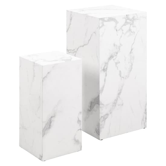 Delft Wooden Set Of 2 Side Tables In White Marble Effect_2