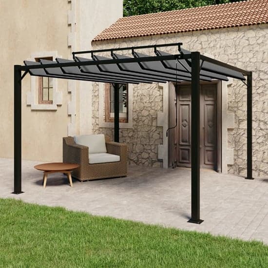 Delia Fabric 3m x 3m Gazebo With Louvered Roof In Anthracite_1
