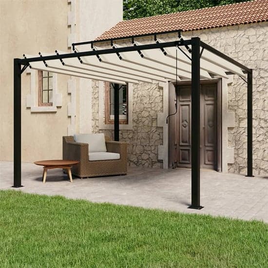 Delia Fabric 3m x 3m Gazebo With Louvered Roof In Cream_1