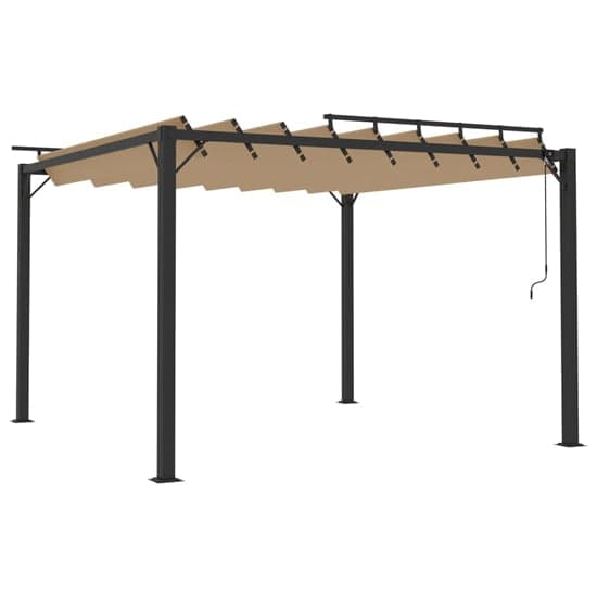 Delia Fabric 3m x 3m Gazebo With Louvered Roof In Taupe_2