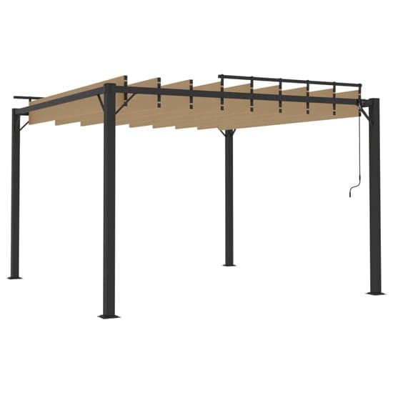 Delia Fabric 3m x 3m Gazebo With Louvered Roof In Taupe_5