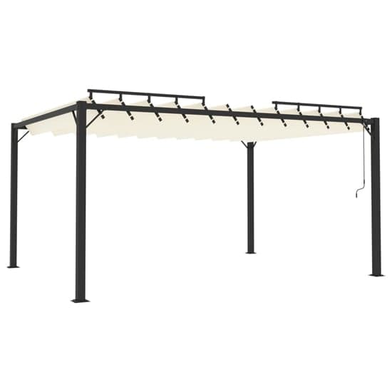 Delia Fabric 3m x 4m Gazebo With Louvered Roof In Cream_2