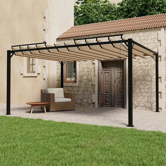 Delia Fabric 3m x 4m Gazebo With Louvered Roof In Taupe_1