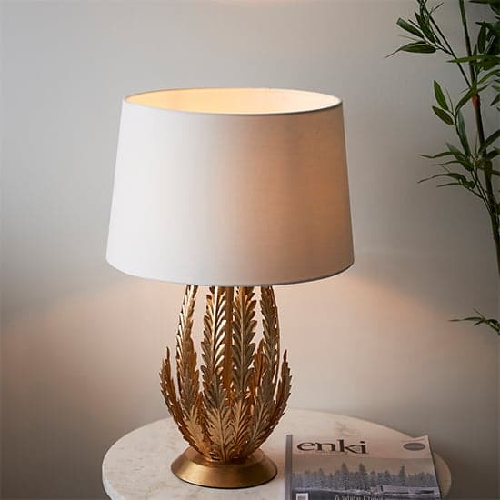 Delphine Leaf Table Lamp In Gold With Ivory Shade_2