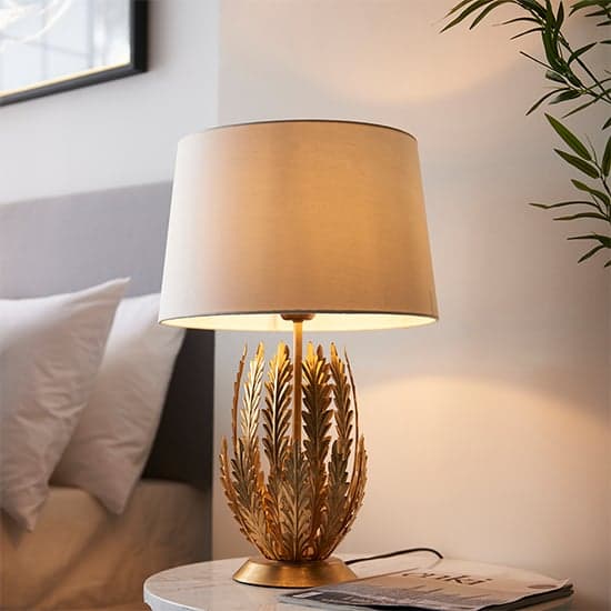 Delphine Leaf Table Lamp In Gold With Ivory Shade_1