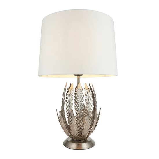 Delphine Leaf Table Lamp In Silver With Ivory Shade_4
