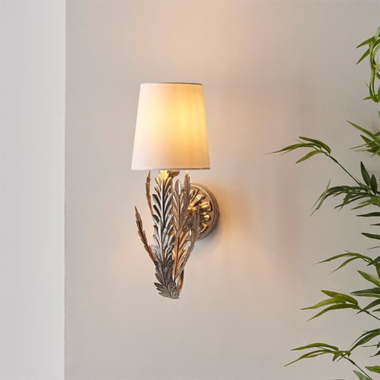 Delphine Leaf Wall Light In Silver With Ivory Shade_2