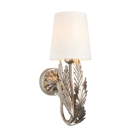 Delphine Leaf Wall Light In Silver With Ivory Shade_4