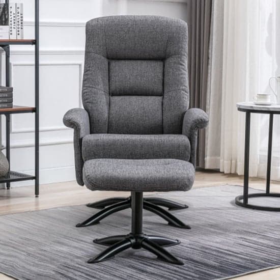 Delray Fabric Swivel Recliner Chair With Stool In Grey_2