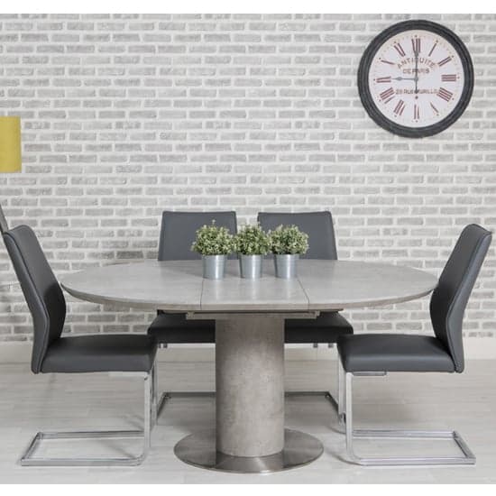 Delta Round Extending Dining Set With 4 Grey Seattle Chairs_1