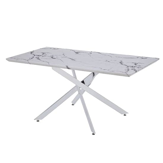 Deltino High Gloss Dining Table In Diva Marble Effect