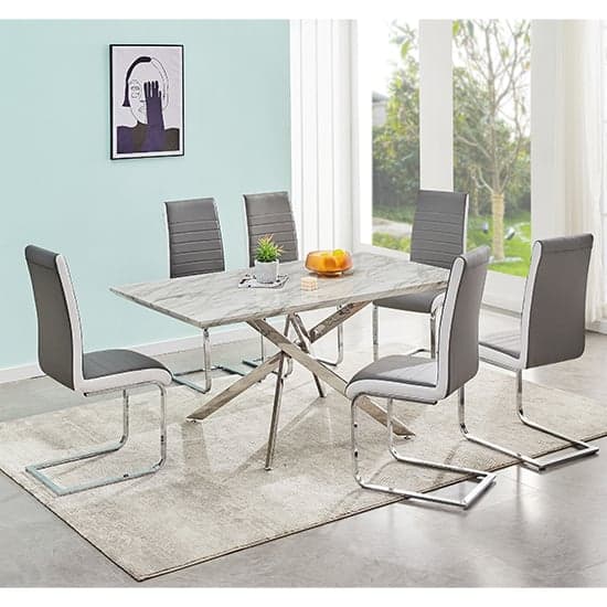 Deltino High Gloss Dining Table In Magnesia Marble Effect_2