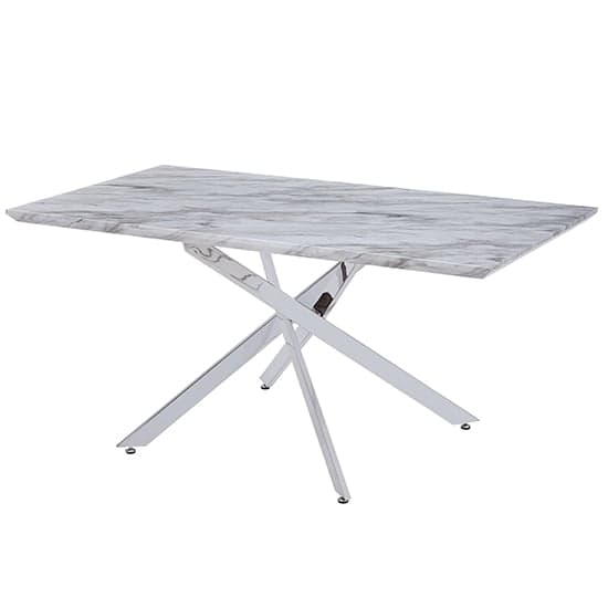 Deltino High Gloss Dining Table In Magnesia Marble Effect