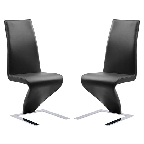 Demi Z Black Faux Leather Dining Chairs With Chrome Feet In Pair_1
