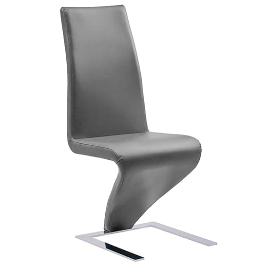 Demi Z Faux Leather Dining Chair In Grey With Chrome Feet