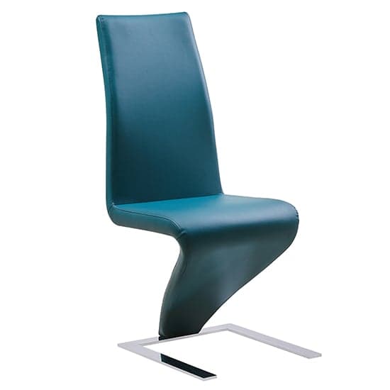 Demi Z Faux Leather Dining Chair In Teal With Chrome Feet_2