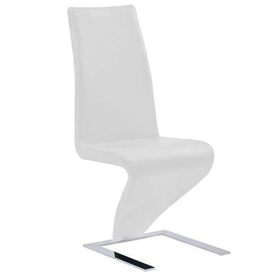 Demi Z Faux Leather Dining Chair In White With Chrome Feet_1