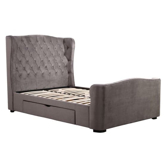 Damali Velvet Double Bed With 2 Drawers In Slate_2