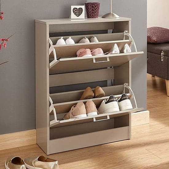 Strood Two Tier Shoe Cabinet In Grey Finish_2