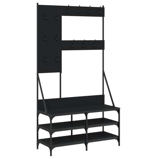 Denton Wooden Clothes Rack With Shoe Storage In Black_2