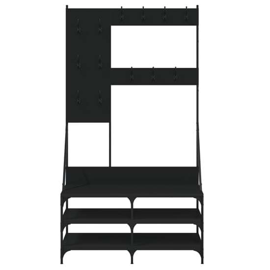 Denton Wooden Clothes Rack With Shoe Storage In Black_4
