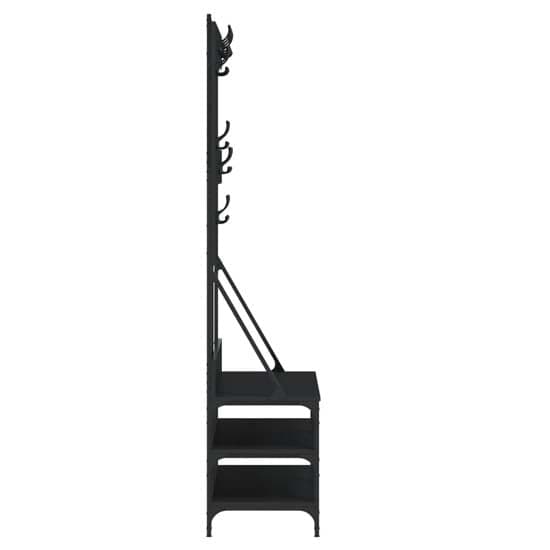 Denton Wooden Clothes Rack With Shoe Storage In Black_5