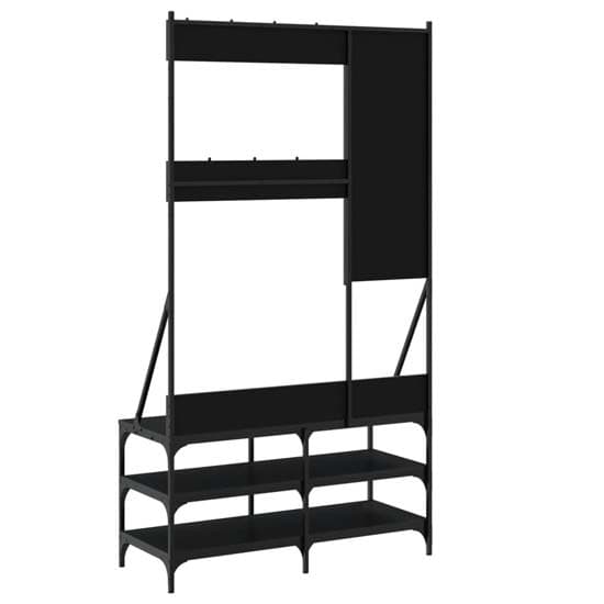 Denton Wooden Clothes Rack With Shoe Storage In Black_6