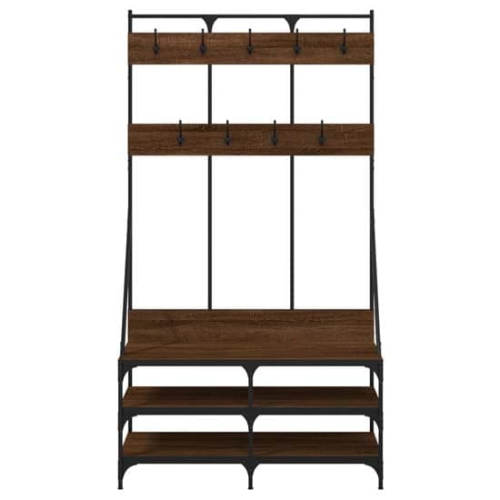 Denton Wooden Clothes Rack With Shoe Storage In Brown Oak_4